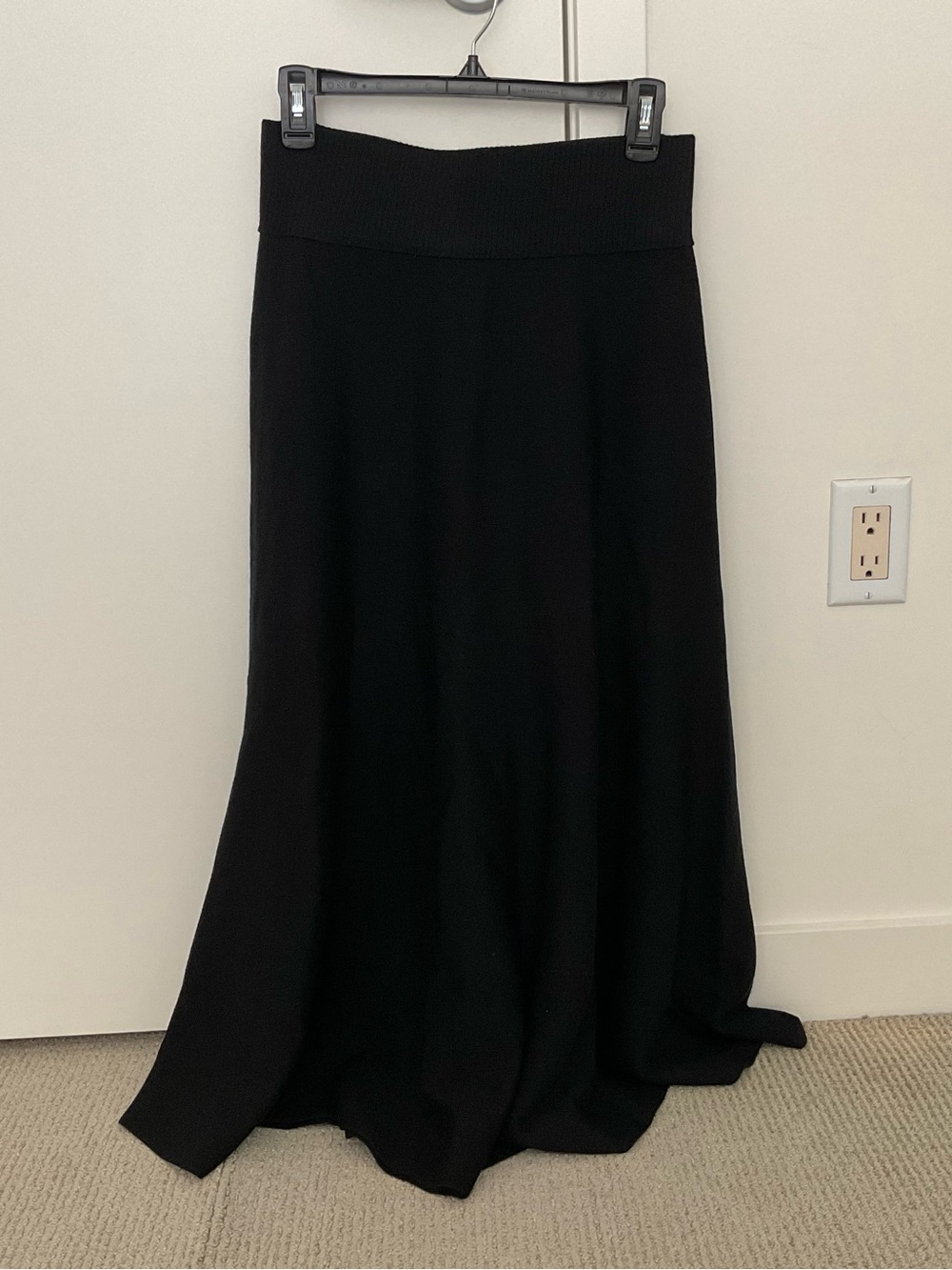 COS Black Ribbed-Waist Maxi Skirt